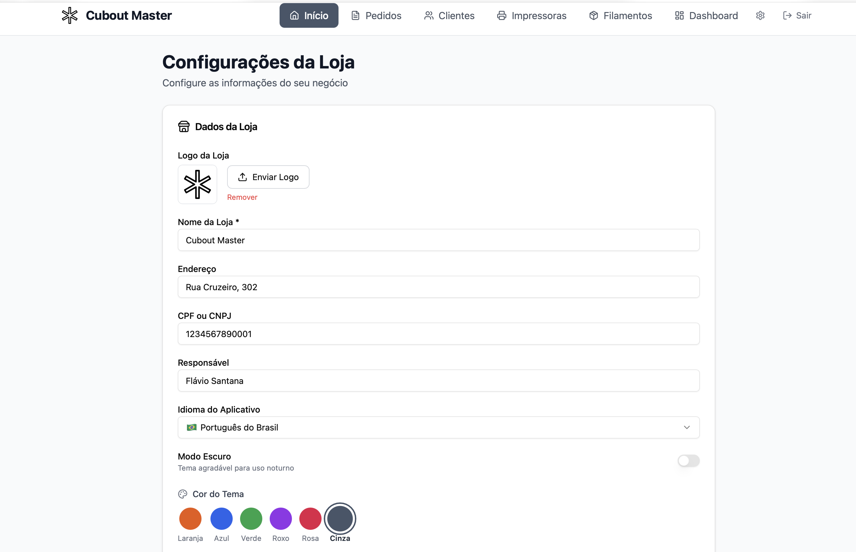Interface — Dashboard