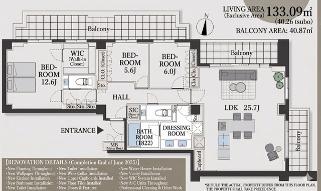 Floor Plan — Motoazabu Parkhouse 3LDK+WIC+SIC 133.09㎡