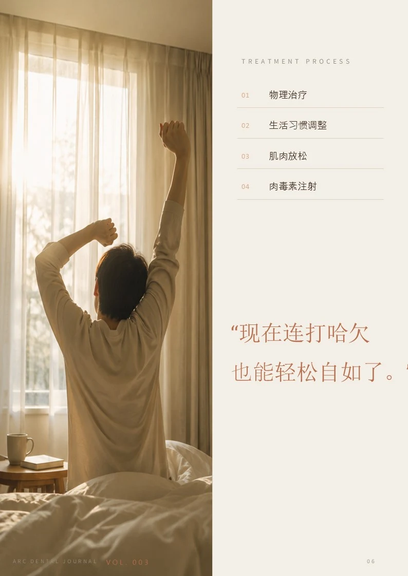 治疗流程:物理治疗、生活矫正、肌肉松弛、肉毒素