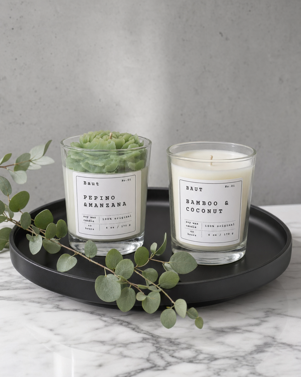 Set Dos Velas Mármol