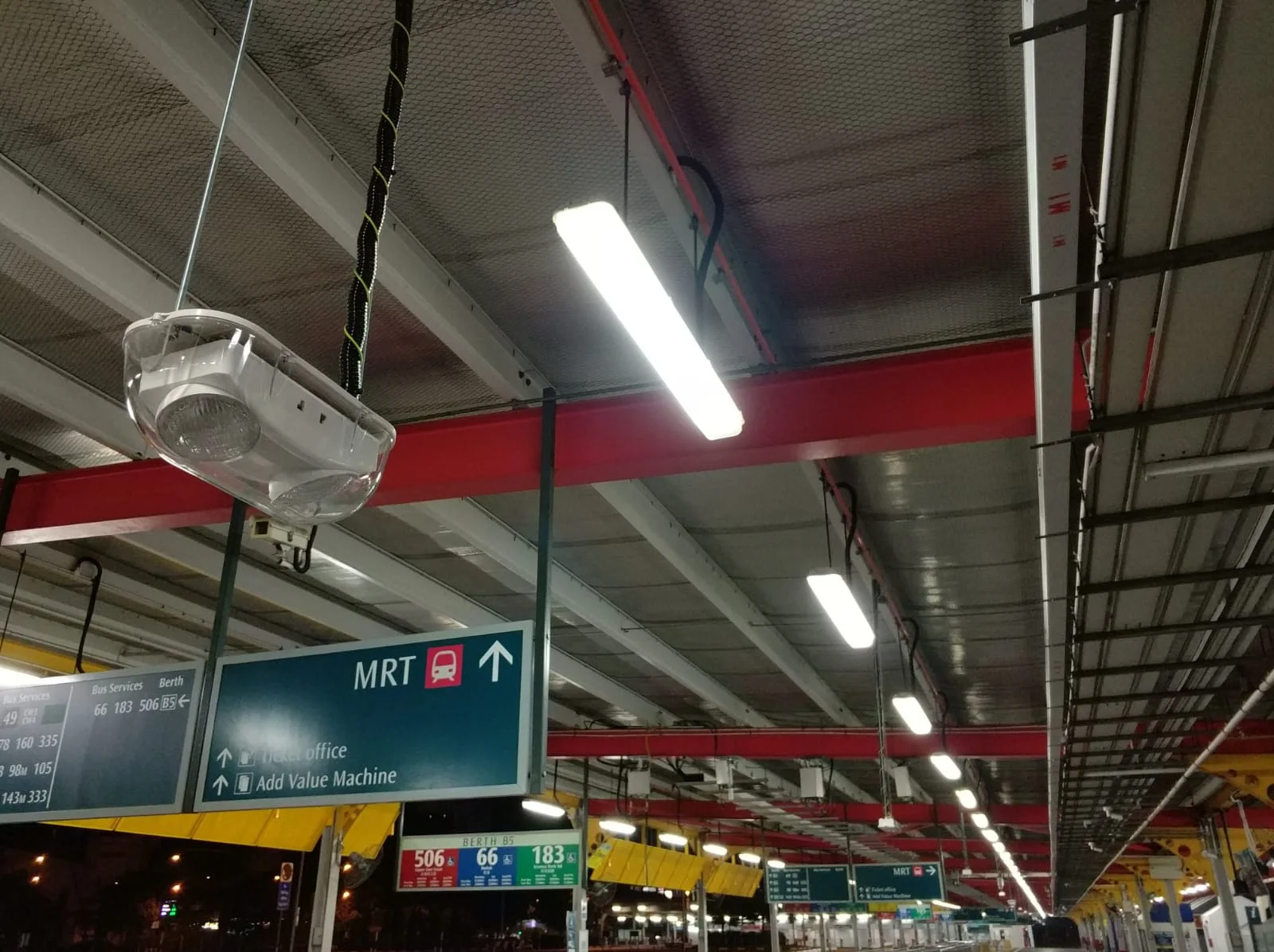 Completed emergency lighting installation at bus interchange Singapore