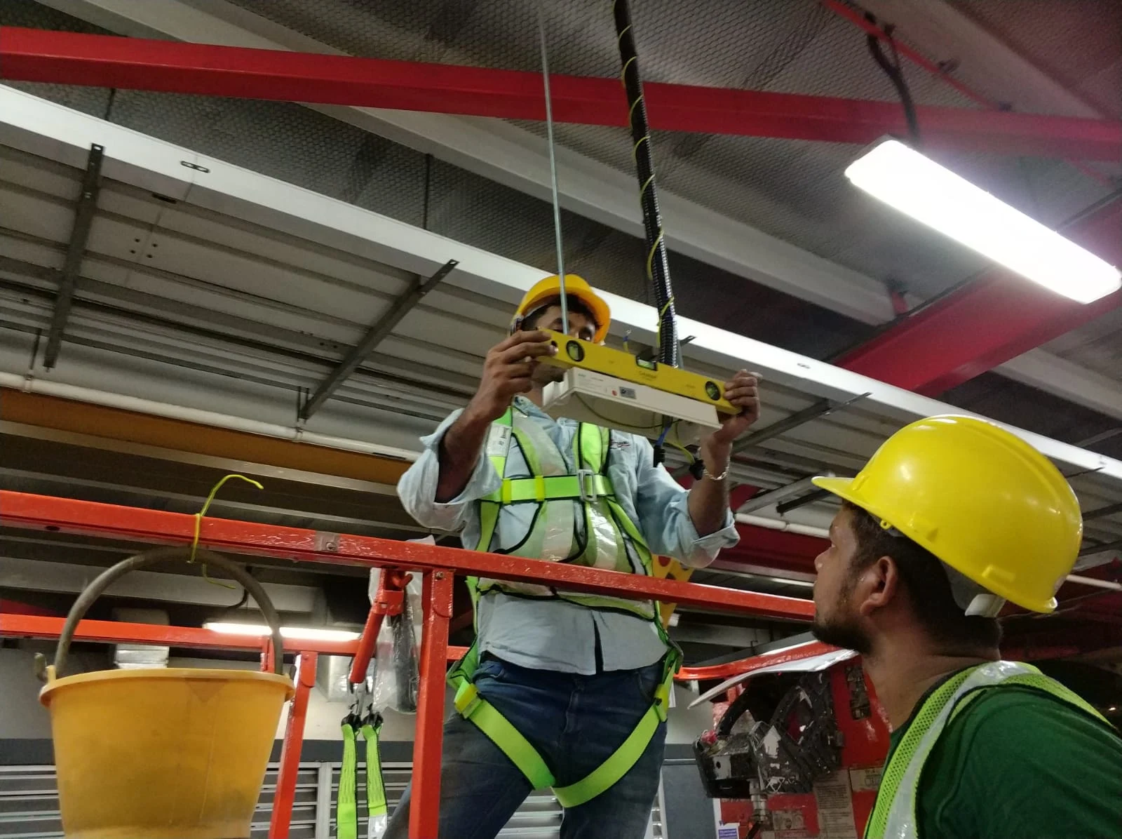 Ezzogenics team installing emergency lighting at bus interchange Ezzogenics team installing emergency lighting at bus interchange