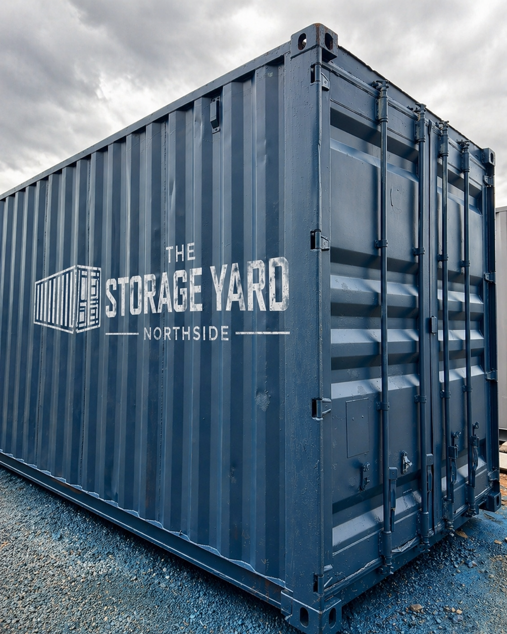 Entrance and ground-level crate storage units at The Storage Yard At Northside in Berry Alabama