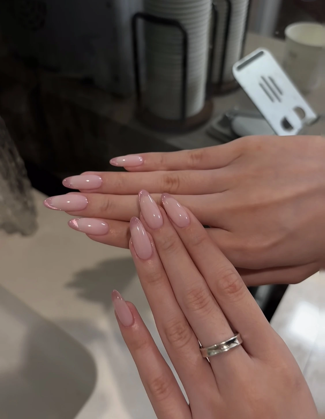 Glitter French tip nails in NYC at Nail Lab NYC