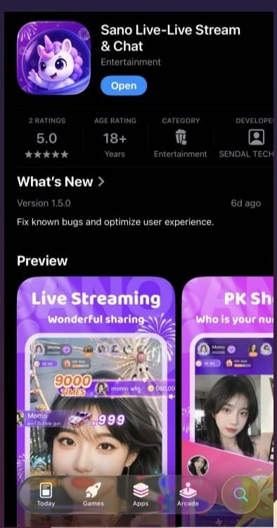Sano Live on Apple App Store - Live Streaming and PK Show