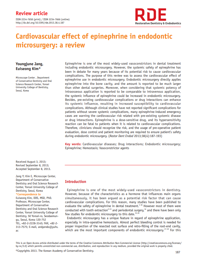 Cardiovascular effect of epinephrine in endodontic microsurgery: a review.
