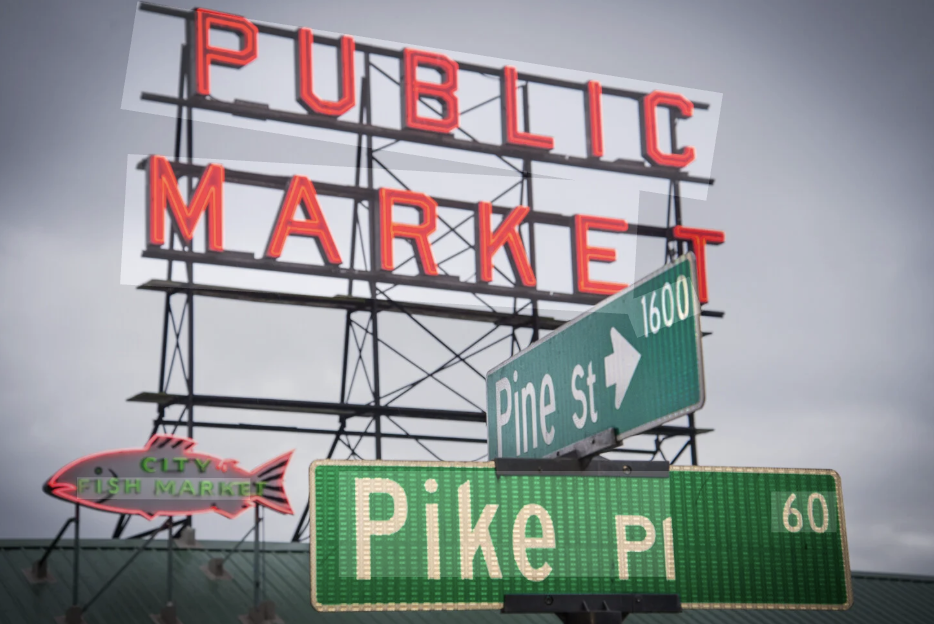 Pike Place Market entrance and sign