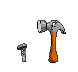 Animated construction hammer GIF on a custom website developer portfolio