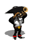 Mariachi skeleton animated GIF on a retro web design developer portfolio sidebar