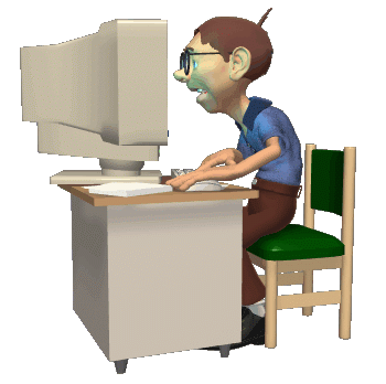 Animated at desk worker GIF on a Connecticut custom website developer about page