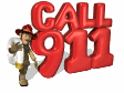 Animated call 911 GIF on a retro web design developer personal site