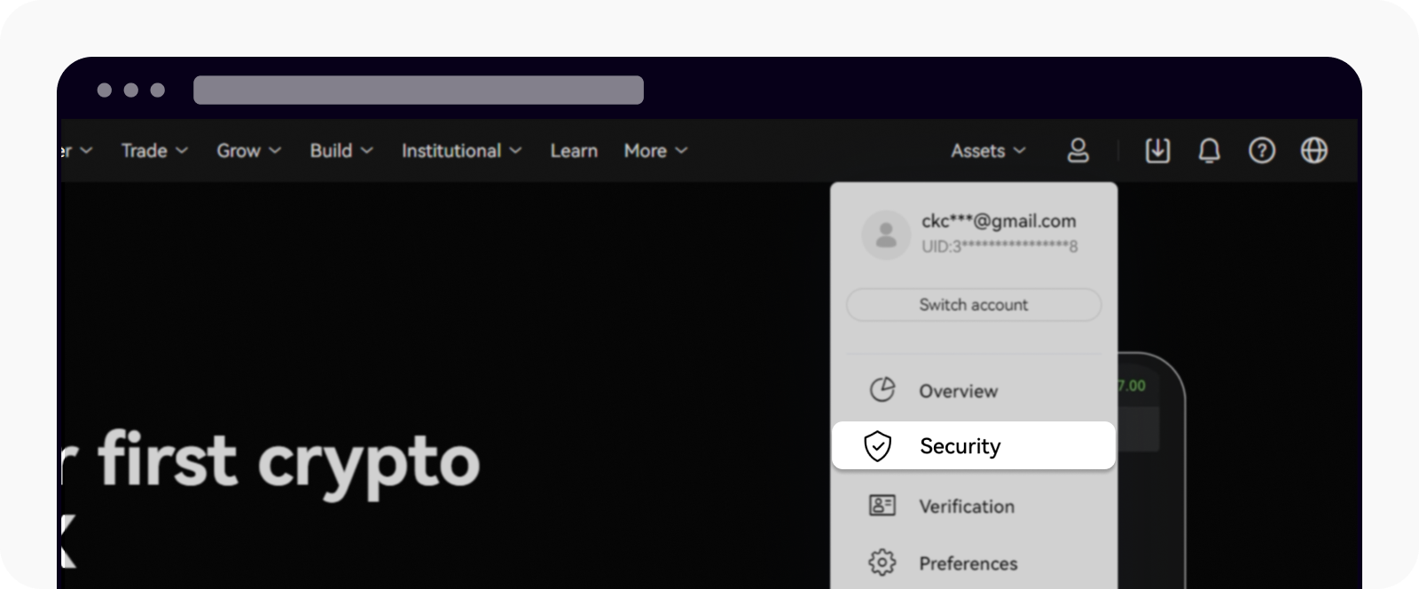 OKX Settings → Security — Google Authenticator 2FA setup page to protect your account