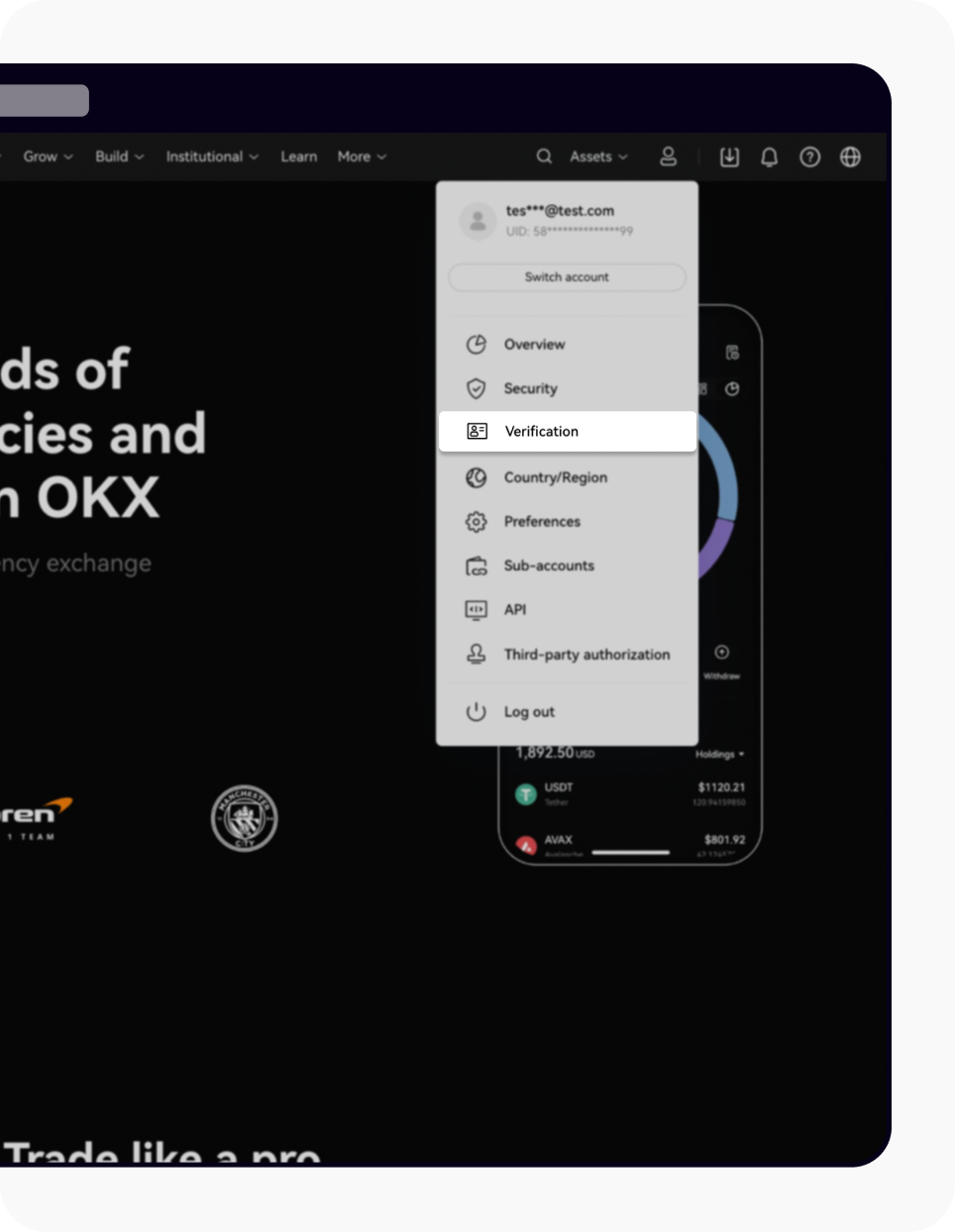 OKX KYC document type selection — choose Passport, National ID Card, or Driver's License