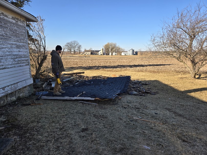 Shed demolition in progress - Plymouth WI