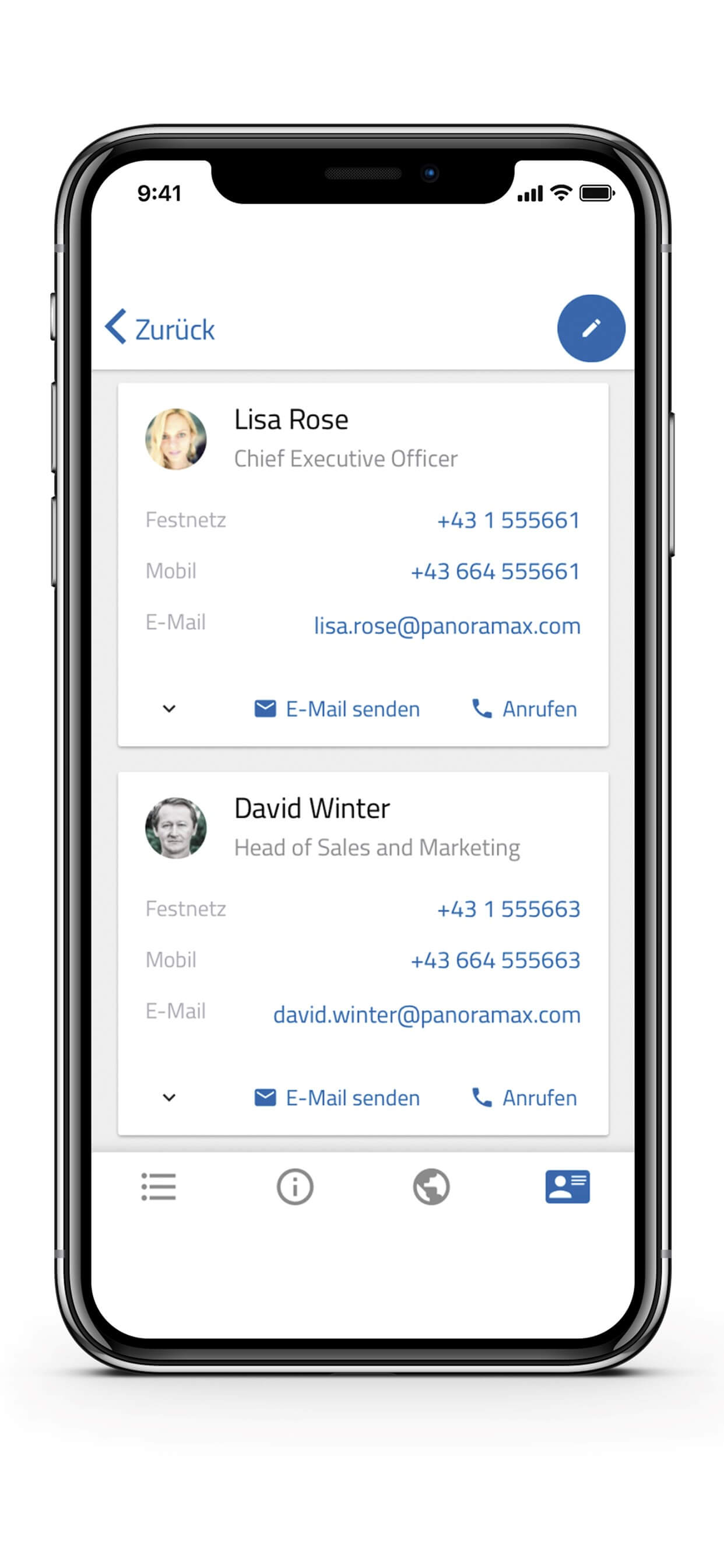 SELLSATION Mobile App - Contact Persons