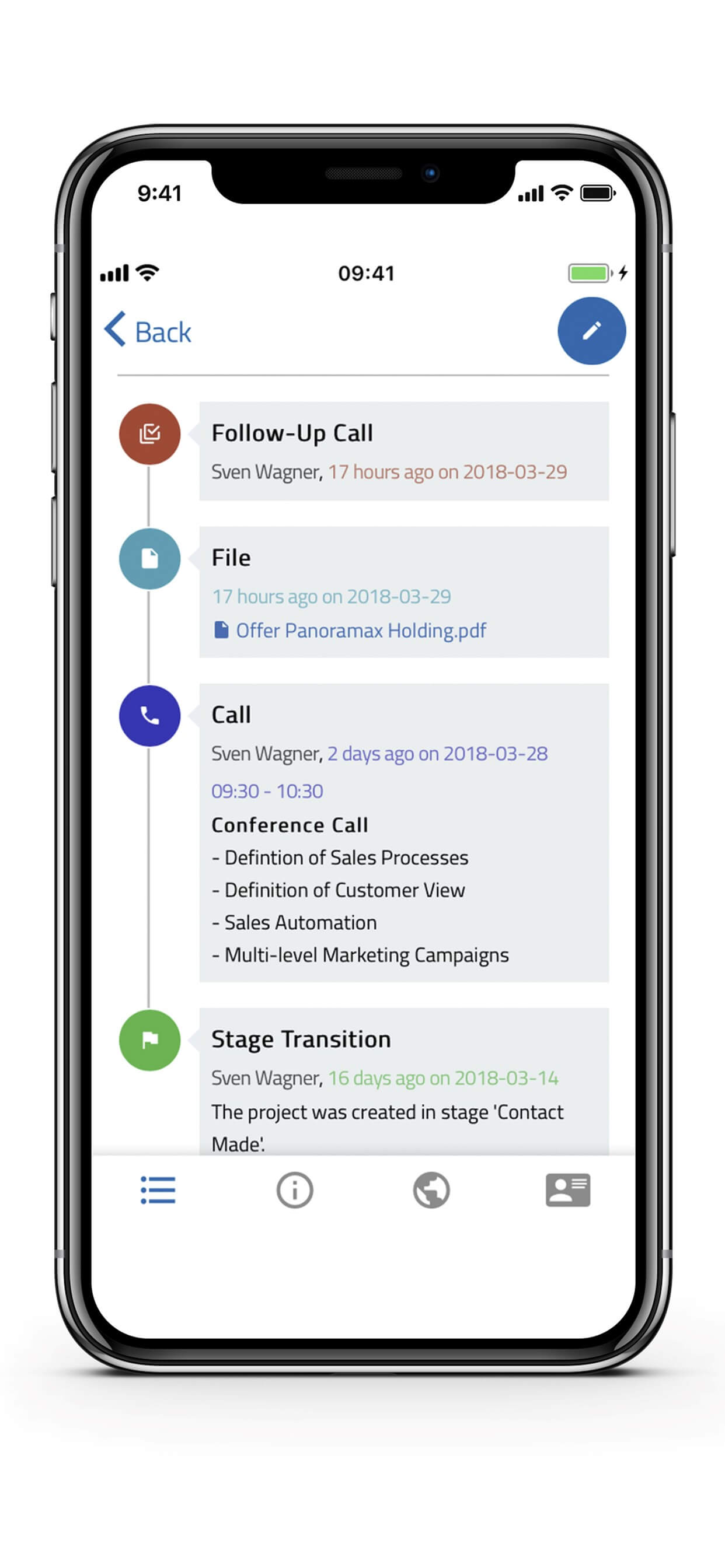 SELLSATION Mobile App - Follow-Up Activities SELLSATION Mobile App - Follow-Up Activities