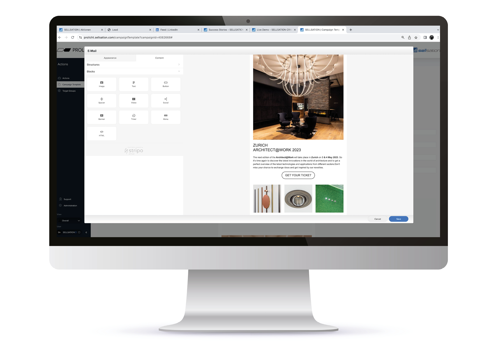 SELLSATION Marketing Campaigns Newsletter Editor Screenshot Newsletter Tool - SELLSATION Email Marketing Campaign Editor