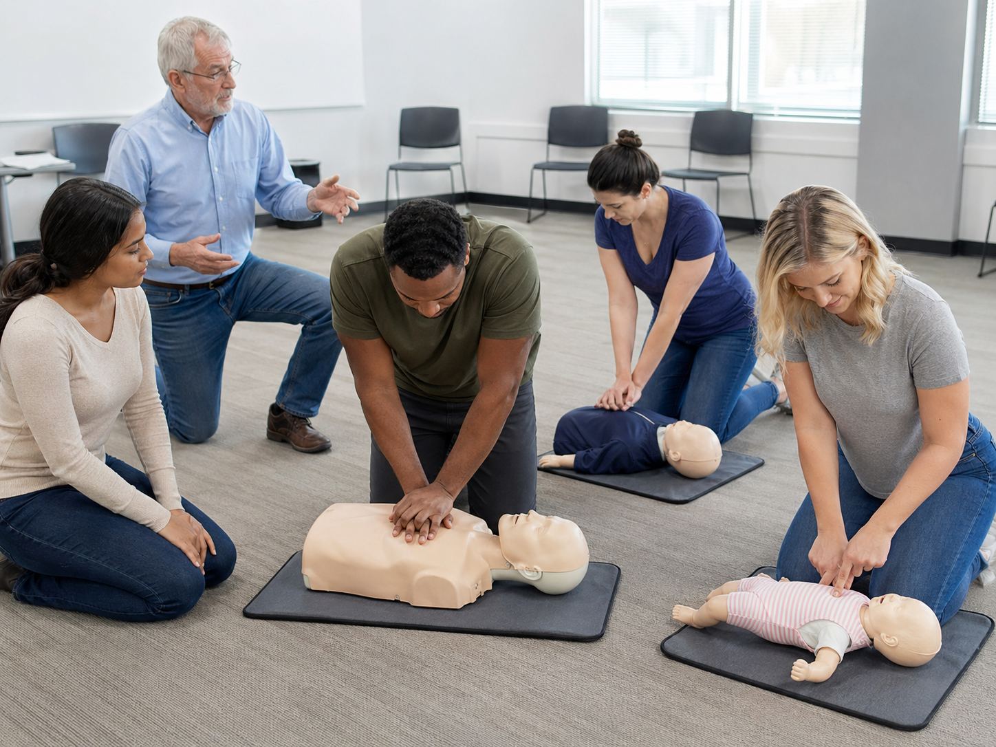 AED and CPR group training — Critical Care Precision Inc AED and CPR training group session