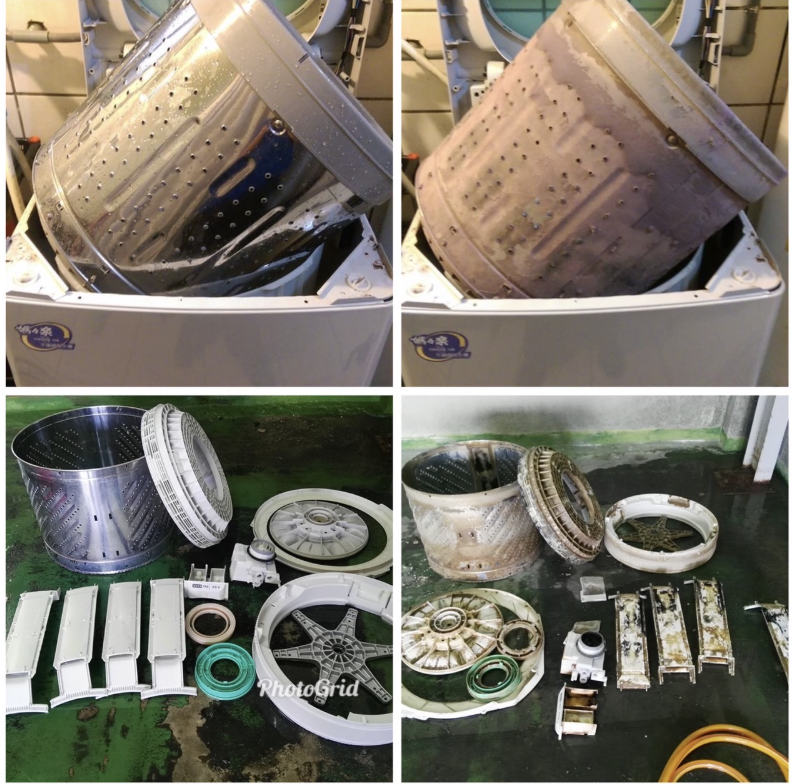 洗衣機清潔前後對照