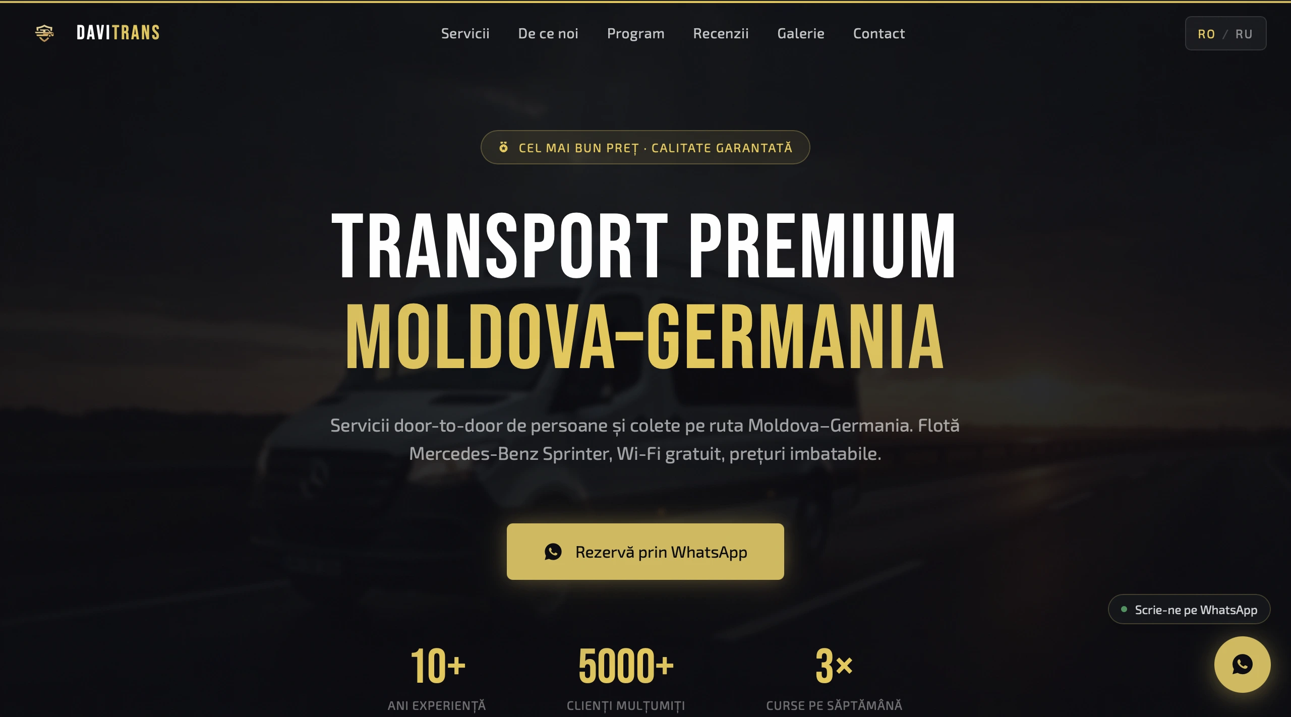 Davitrans — Passenger Transport Landing Pages project built by Selao Agency