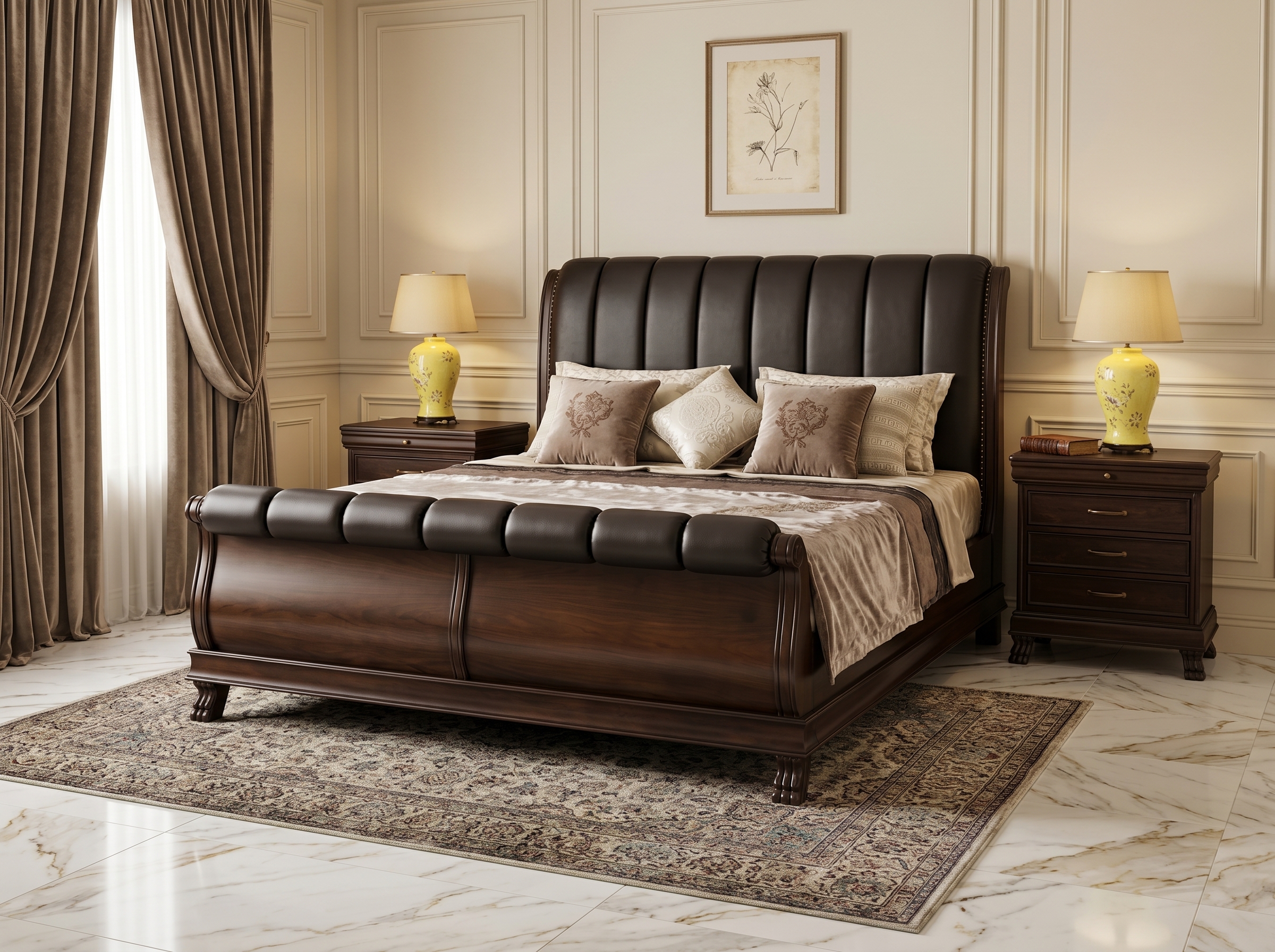 Imperial Leatherback Sleigh Bed