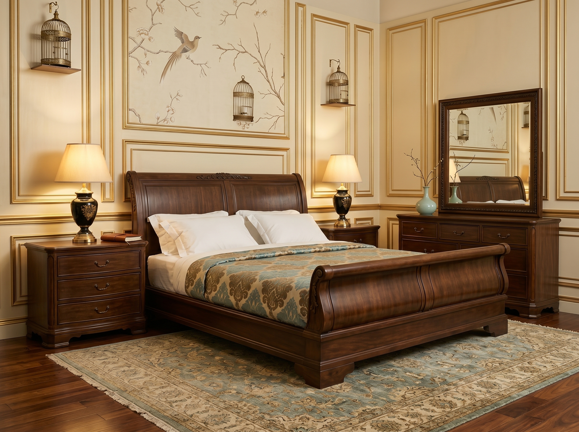 French Regency Sleigh Bed