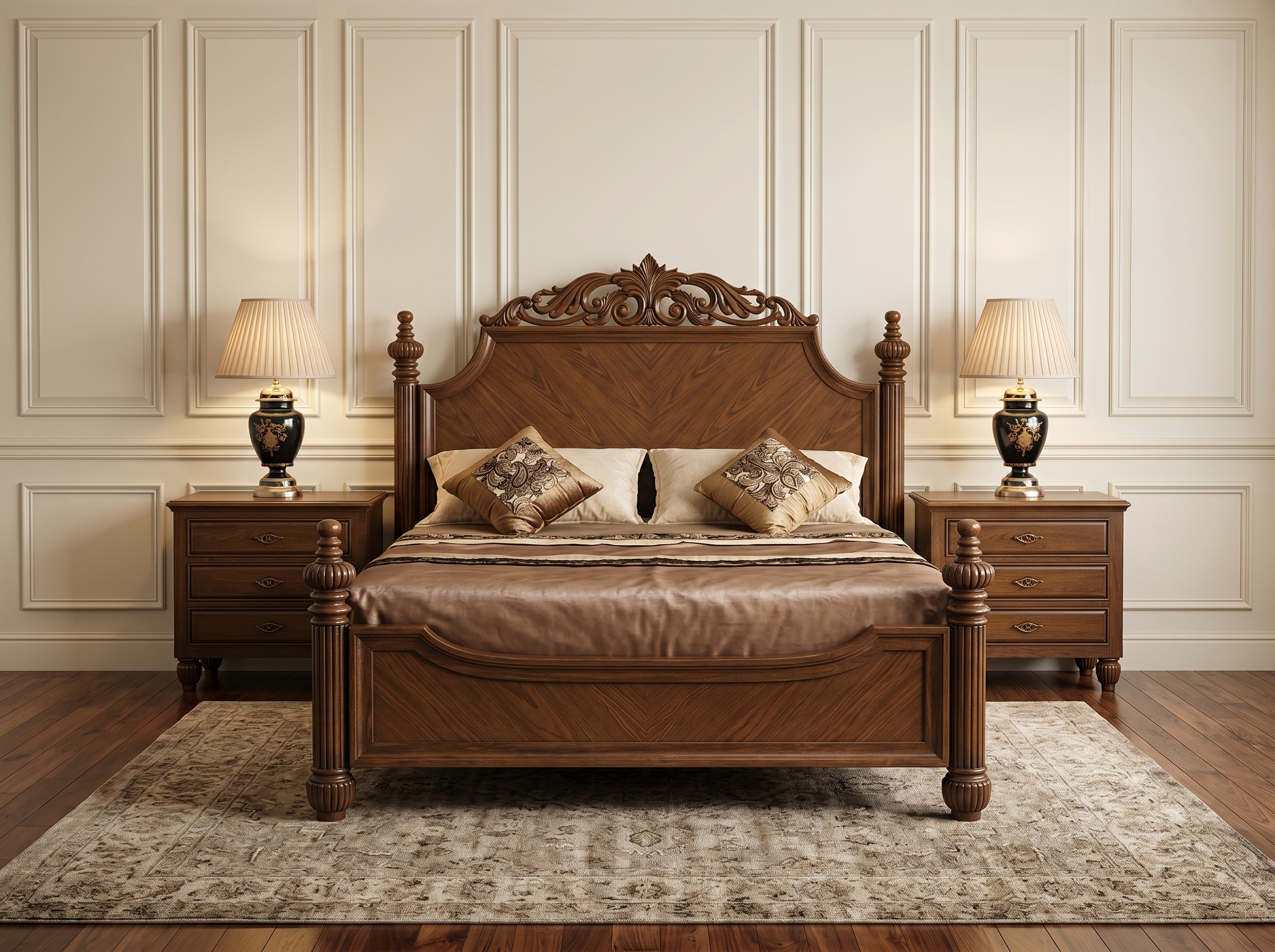 Regency Carved Panel Bed