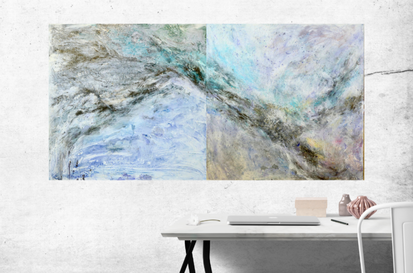 Glacial Current (120cm_120cm) & Sky Current (120cm_120cm) — In Situ