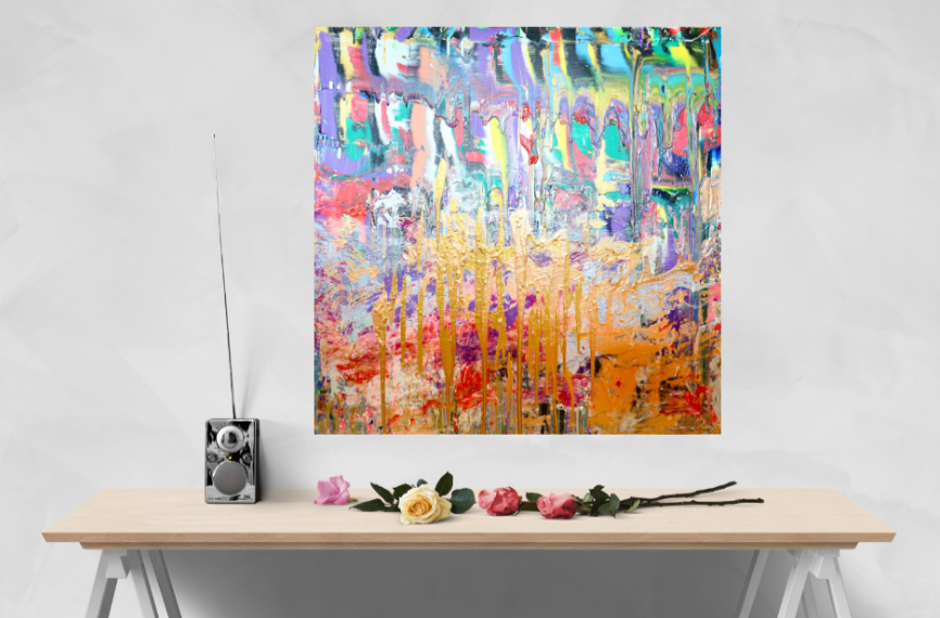 Gold Streaks (100cm_100cm) — In Situ