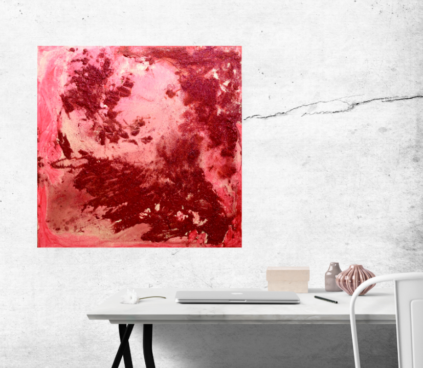 Rose Quartz Heart (65.5cm_65.5cm) — In Situ