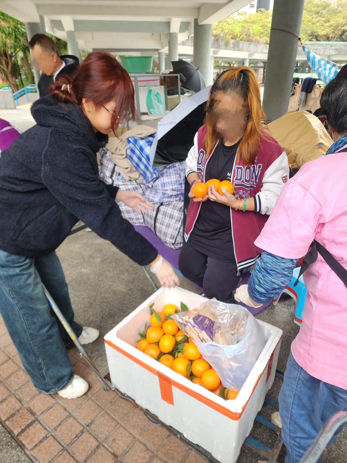 Volunteer serving food