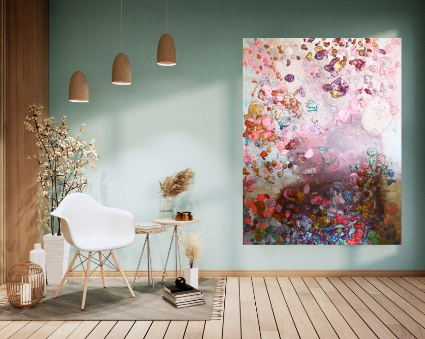 Rosy Depths Rising (150cm_200cm) — In Situ