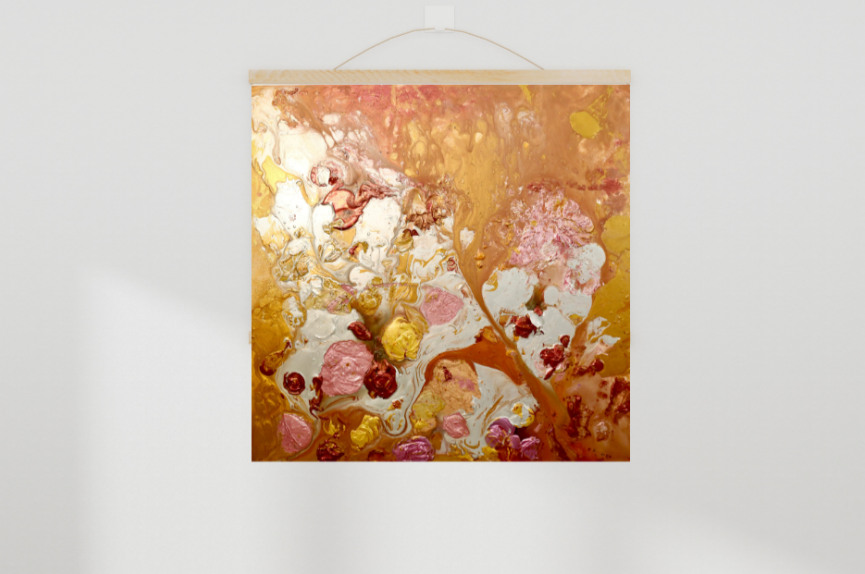 Golden Bloom Cascade (100cm_100cm) — In Situ