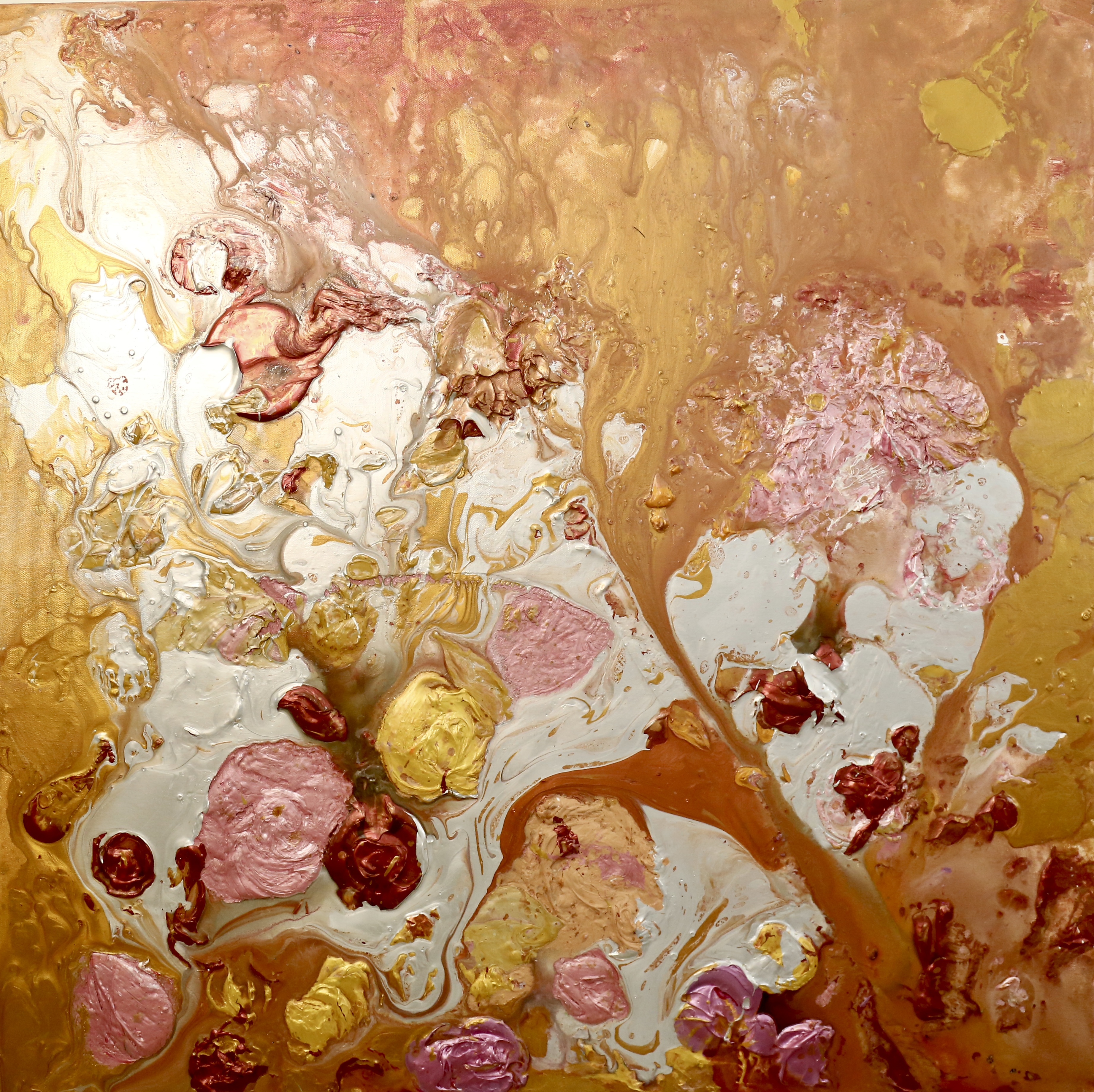 Golden Bloom Cascade (100cm_100cm)