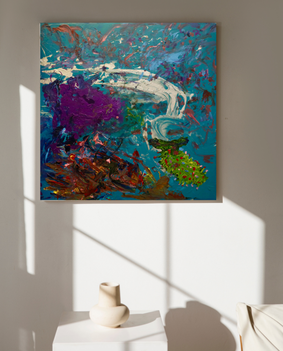 Tempest in Teal (100cm_100cm) — In Situ