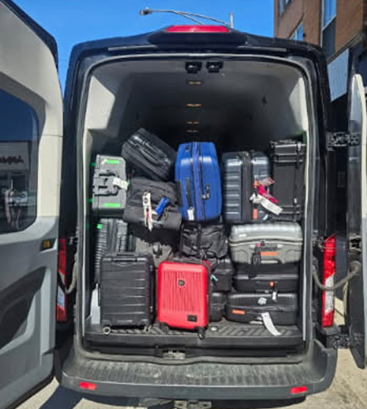 Loaded van with luggage