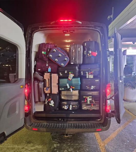 Loaded van with luggage