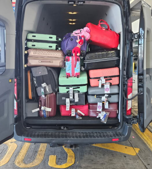 Loaded van with luggage