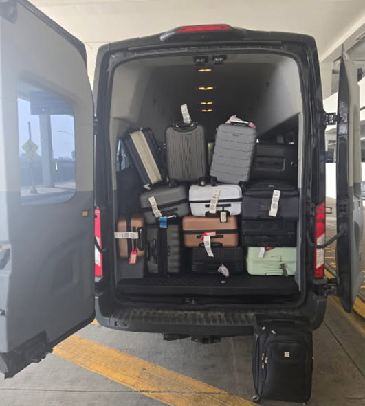 Loaded van with luggage