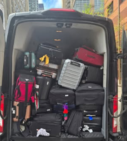 Loaded van with luggage