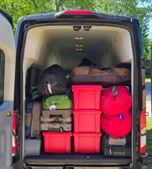 Loaded van with luggage