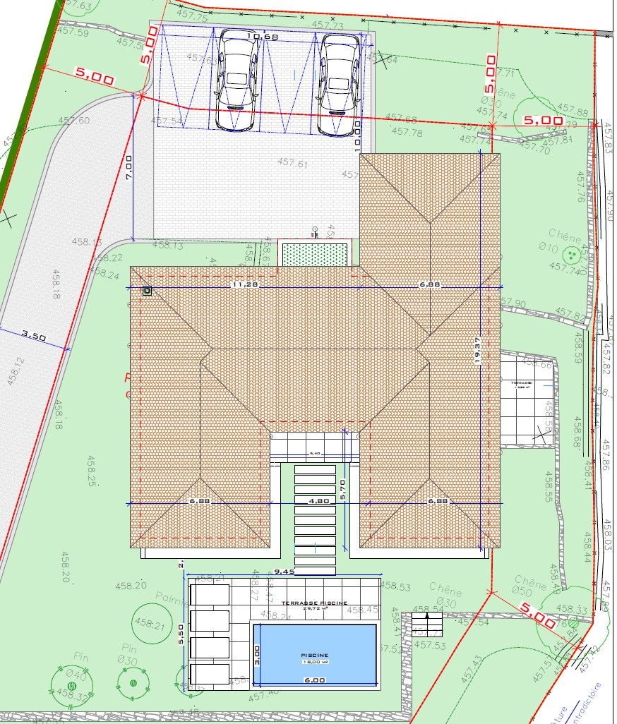 Maison de plain-pied provençale — Plan masse