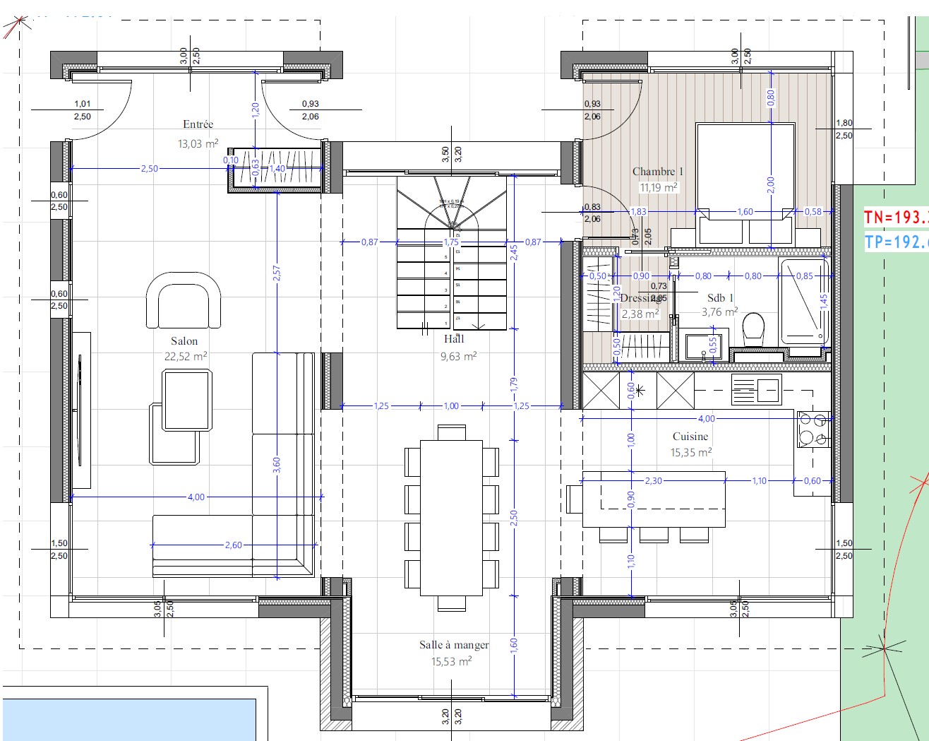 Maison provençale R+1 — Plan RDC