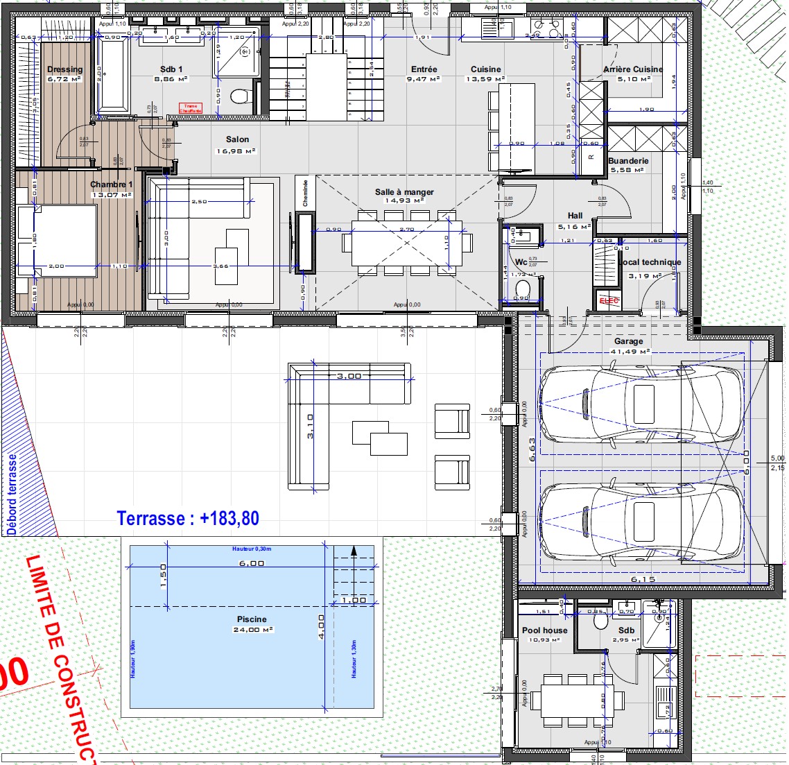Maison provençale R+1 — Plan RDC