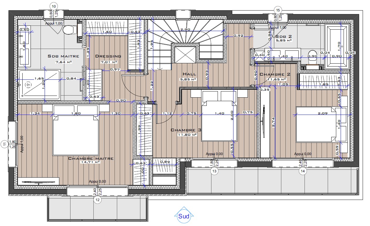 Maison R+1 provençale — Plan R+1