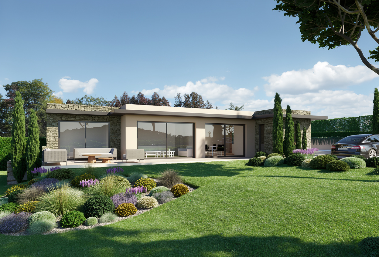 Maison de plain-pied contemporaine