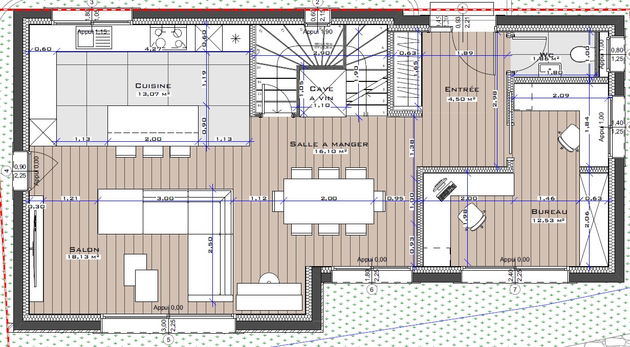 Maison R+1 provençale — Plan RDC