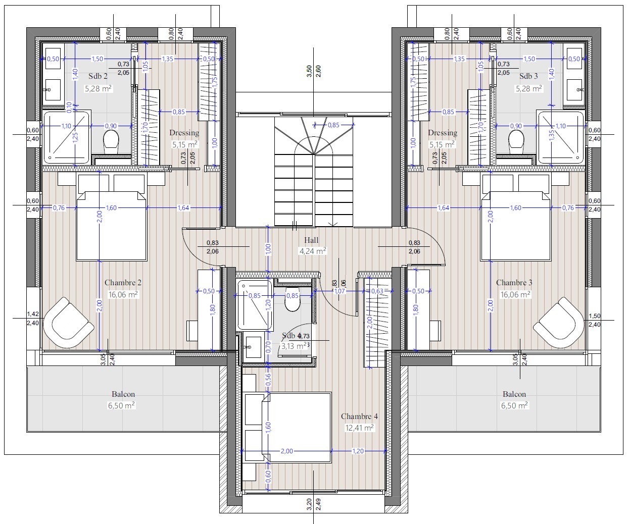Maison R+1 contemporaine — Plan R+1