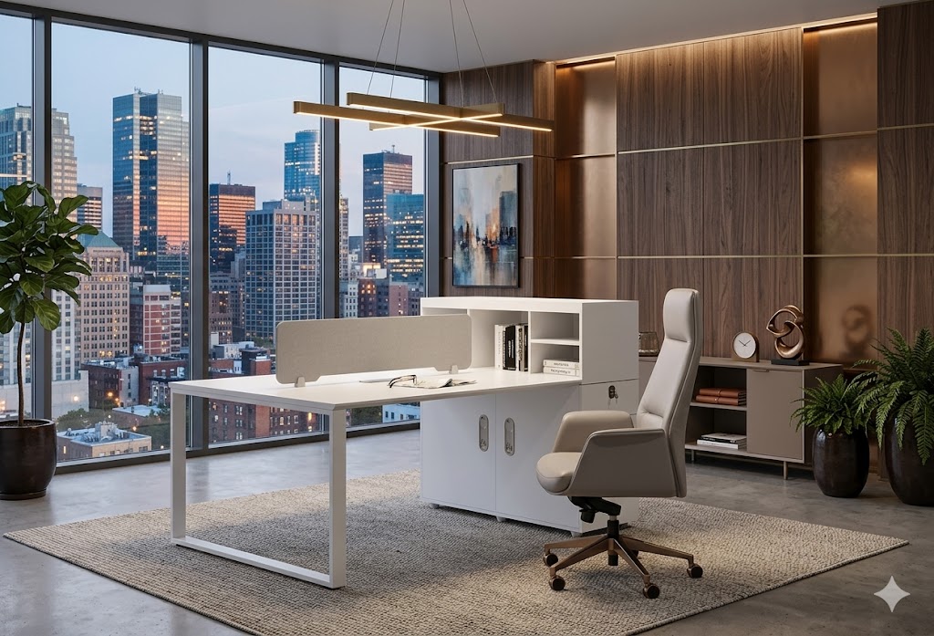 مكتب واسع أنيق من خشب الكرز