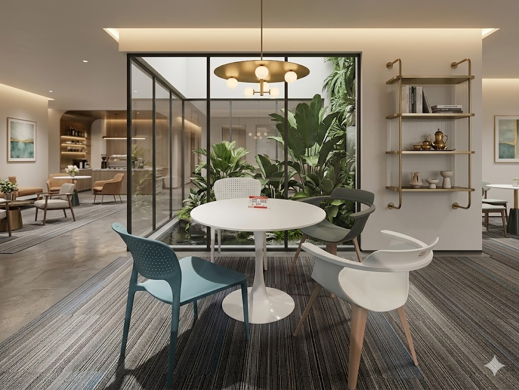 طاولة مفاوضات جماعية بلوح مطلي بالفرن